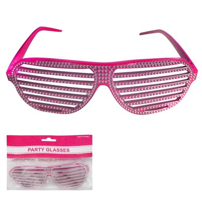 Hot Pink Bling Shutter Shade Glasses Pk 1 