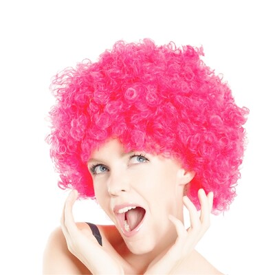 Adult Neon Pink Afro Wig | Hot Pink 80s Party Costume Accessory