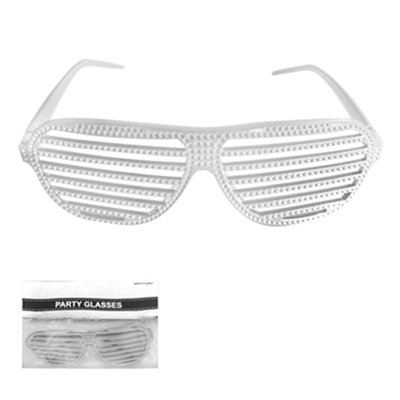 White Bling Shutter Shade Glasses Pk 1