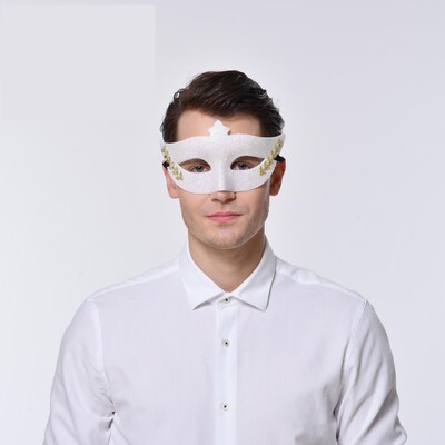 White Glitter Masquerade Mask Pk 1