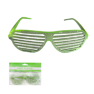 Green Bling Shutter Shade Glasses Pk 1 