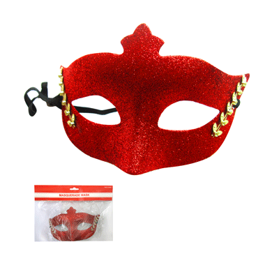 Red Glitter Masquerade Mask Pk 1