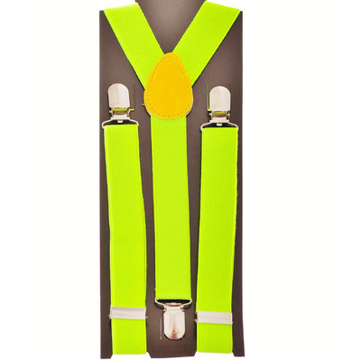 Adult Neon Yellow Adjustable Suspenders/Braces