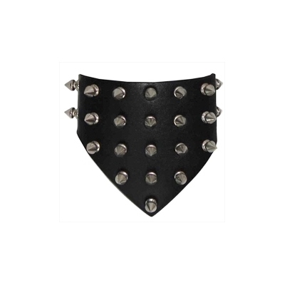 Black Punk Cuff Wrist Bracelet with Silver Spikes