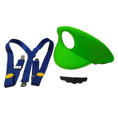 Adult Green Gaming Plumber Costume Accessory Kit