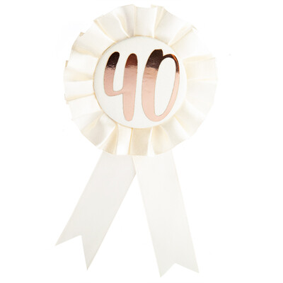 White/Cream & Rose Gold 40 Rosette Badge Award Ribbon Pk 1