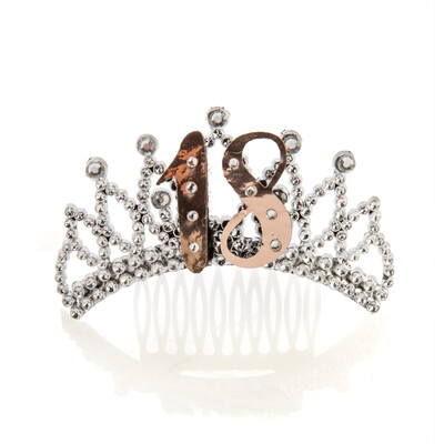 Rose Gold 18 Plastic Tiara with Diamantes Pk 1