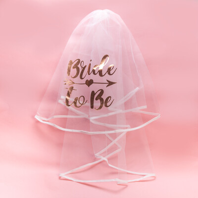 Bride To Be Rose Gold Hens Party Veil with Hair Clip Pk 1 