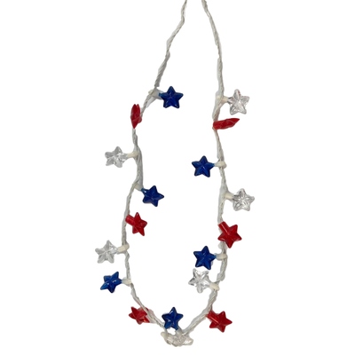 Aussie Australia Day Red Blue & White Stars Flashing Necklace