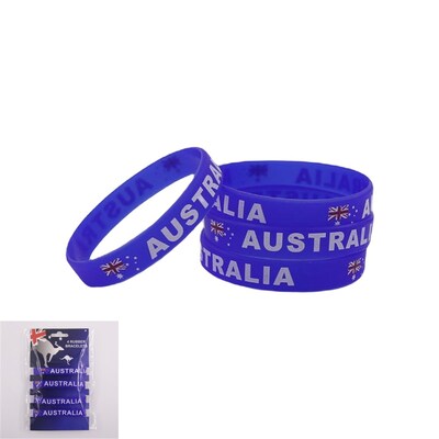 Australia Day Aussie Flag Rubber Bracelets Wristbands (Pk 4)