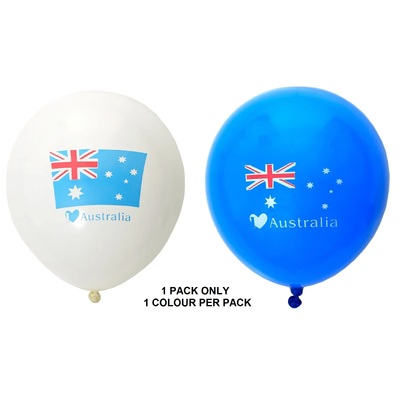 Blue or White Australian Flag 30cm Latex Balloons (Pk 8)