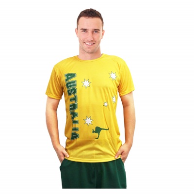 Adult Mens Australia Green & Gold T-Shirt X Large