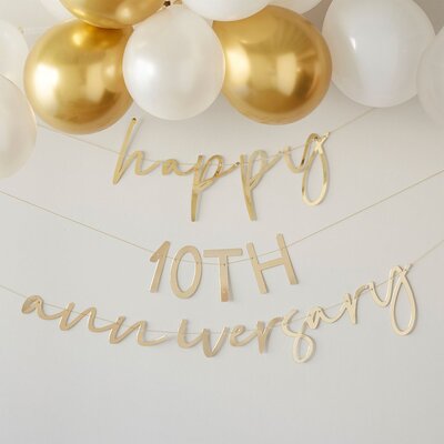 Ginger Ray Gold Happy Anniversary Customisable Bunting Banner