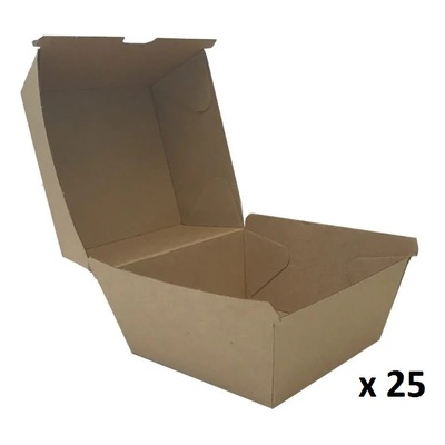 Beta Board Kraft Extra Large Gourmet Burger Box 110x110x110mm (Pk 25)