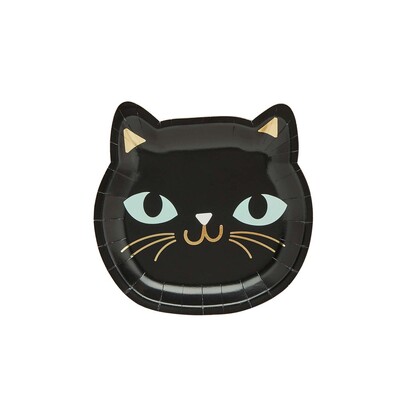 Black Cat Shaped Halloween Paper Plates 8 Pack - Spell Yeah 20cm