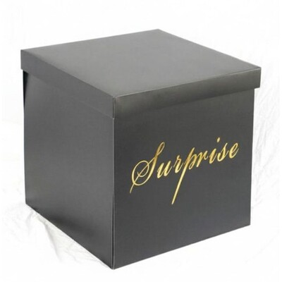 Unfolding Surprise Balloon Box Black 51cm | Gold Script Surprise Reveal Box