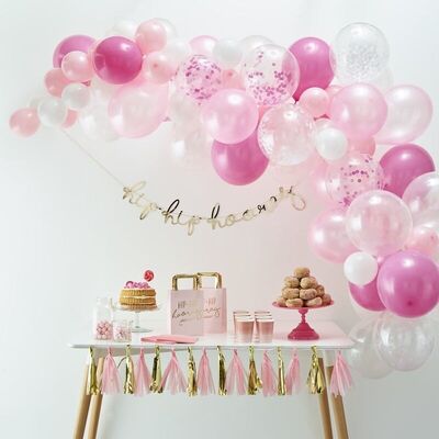 Ginger Ray Pink White & Confetti Balloon Arch Kit (70 Balloons & Tape)