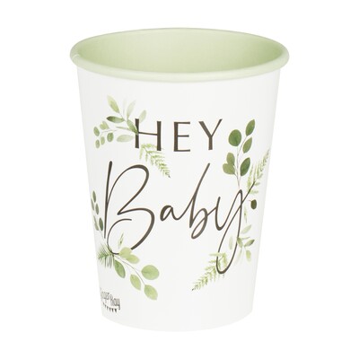 Ginger Ray Botanical Hey Baby Paper Cups (Pk 8)