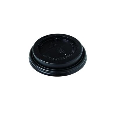 Embossed Black Lid Fits 8/12/16oz 90mm Coffee Cup Pk 50