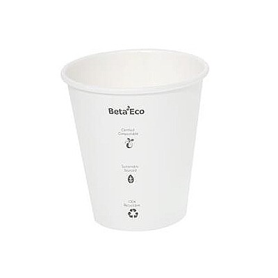 Compostable White Single Wall 90mm Coffee Cup 8oz 237ml Pk 50