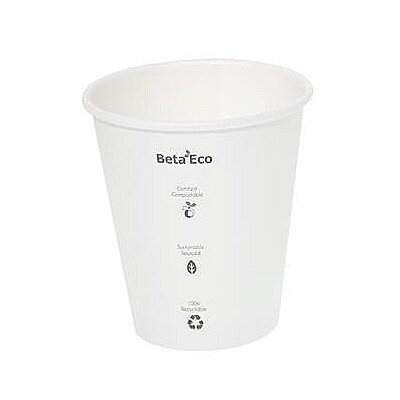 Compostable White Single Wall 90mm Coffee Cup 12oz 354ml Pk 50