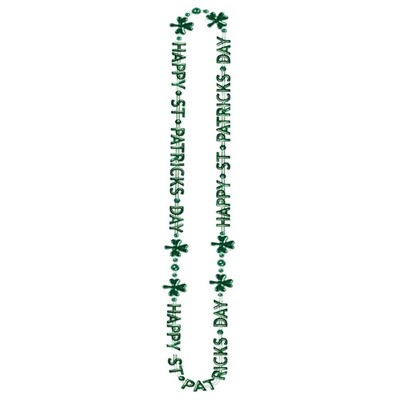 Happy St Patrick's Day Plastic Bead Necklace