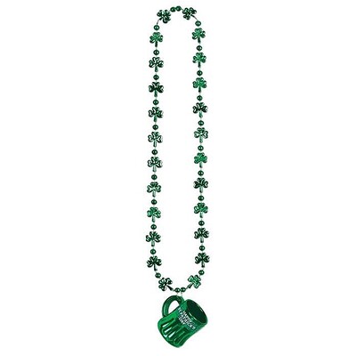 Happy St Patrick's Day Plastic Shamrock Necklace with Mug