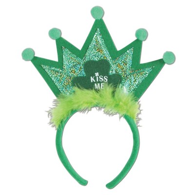 St Patrick's Day Shamrock Kiss Me Tiara Headband
