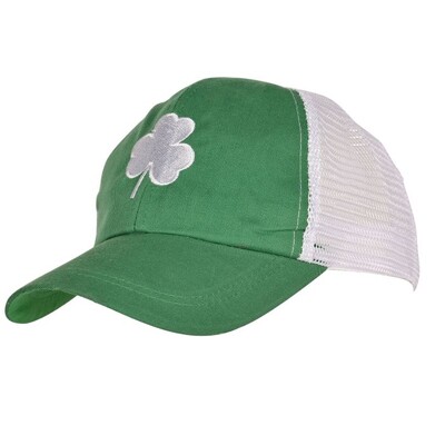 St Patrick's Day Green & White Cap with Shamrock