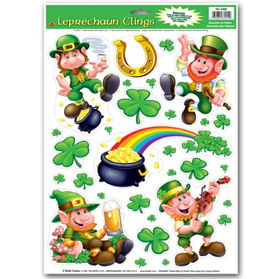 St Patrick's Day Leprechaun Window Clings Pk 17