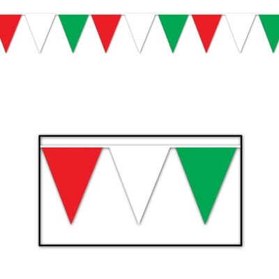 Jumbo Red White Green Plastic Pennant Bunting Banner