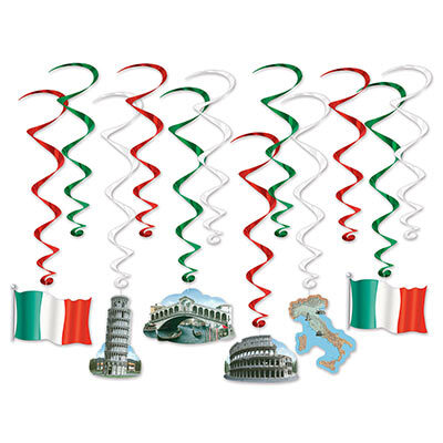 Italy Hanging Whirls Swirls Decorations (Pk 12)