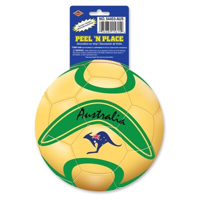 Aussie Soccer Peel & Place Sticker – Australia Themed 13.5cm Round Removable Decal (Pack of 1)