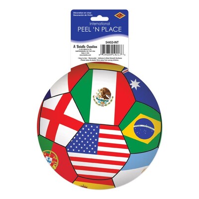 International Soccer Peel & Place Sticker – 13.5cm Round Temporary Wall & Surface Decal (Pack of 1)