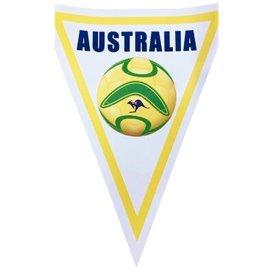 Australia Soccer Pennant Banner 2m – Aussie Football Bunting Yellow Ball Kangaroo Design 11 Flags