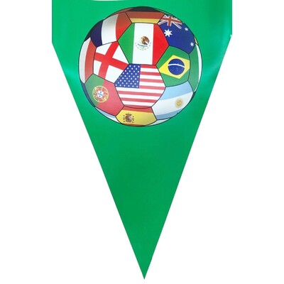 International Soccer Pennant Banner Flags 2m – Plastic All Weather Football Bunting 11 Triangle Flags