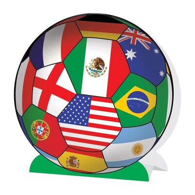 International Soccer 3D Table Centrepiece – 23cm Double Sided Cardboard Decoration (No Assembly Required)