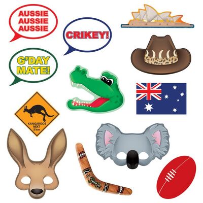 Assorted Australian Fun Signs Photo Props (Pk 12)