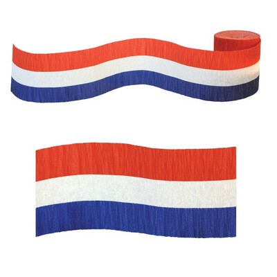 Patriotic Red White Blue Crepe Streamer 6.4cm x 9m