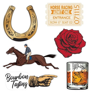 Vintage Horse Racing Melbourne Cup Cutouts Decorations Pk 6