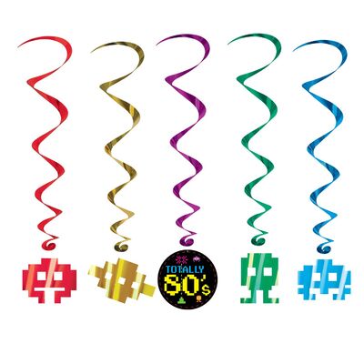 Totally 80s Hanging Whirl Decorations (Pk 5)