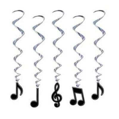 Music Notes Hanging Whirl Decorations (91cm) Pk 5