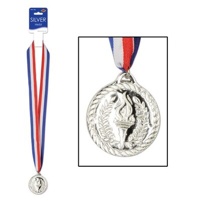 Silver 2nd Place Medal on Ribbon Necklace 