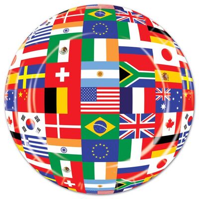 International Flags Paper Plates Large Pk 8