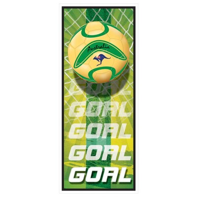 Aussie Soccer Door Cover Backdrop – Green & Gold Goal World Cup Theme Party Decoration 76cm x 183cm
