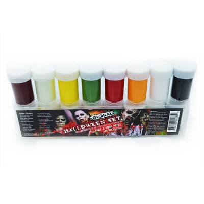Global Colours Face Body Paint Halloween Set with Fake Blood (Pk 8)