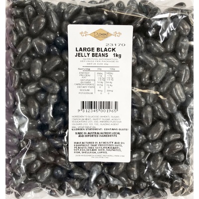 Large Black Jelly Beans Lollies 1kg
