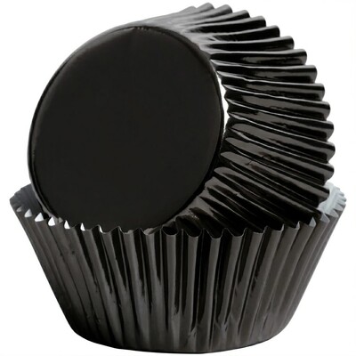Bakette Black Foil Baking Cups Mini 50 Pack 32mm Base 21.5mm Height Greaseproof Cupcake Liners Oven Safe Mini Muffin Cases