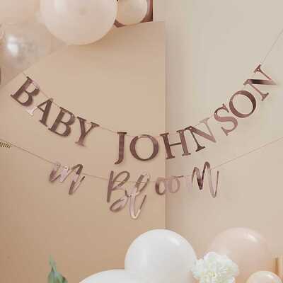 Ginger Ray Rose Gold Customisable Baby In Bloom Bunting Banner