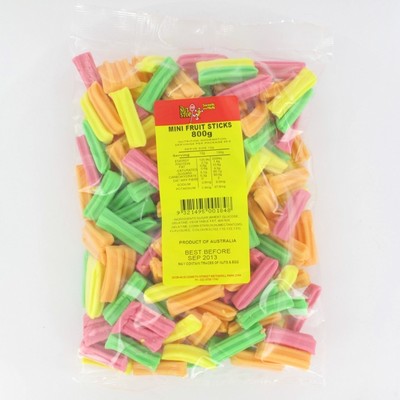 Mini Fruit Sticks Neon Multi Colour 800g Pk1